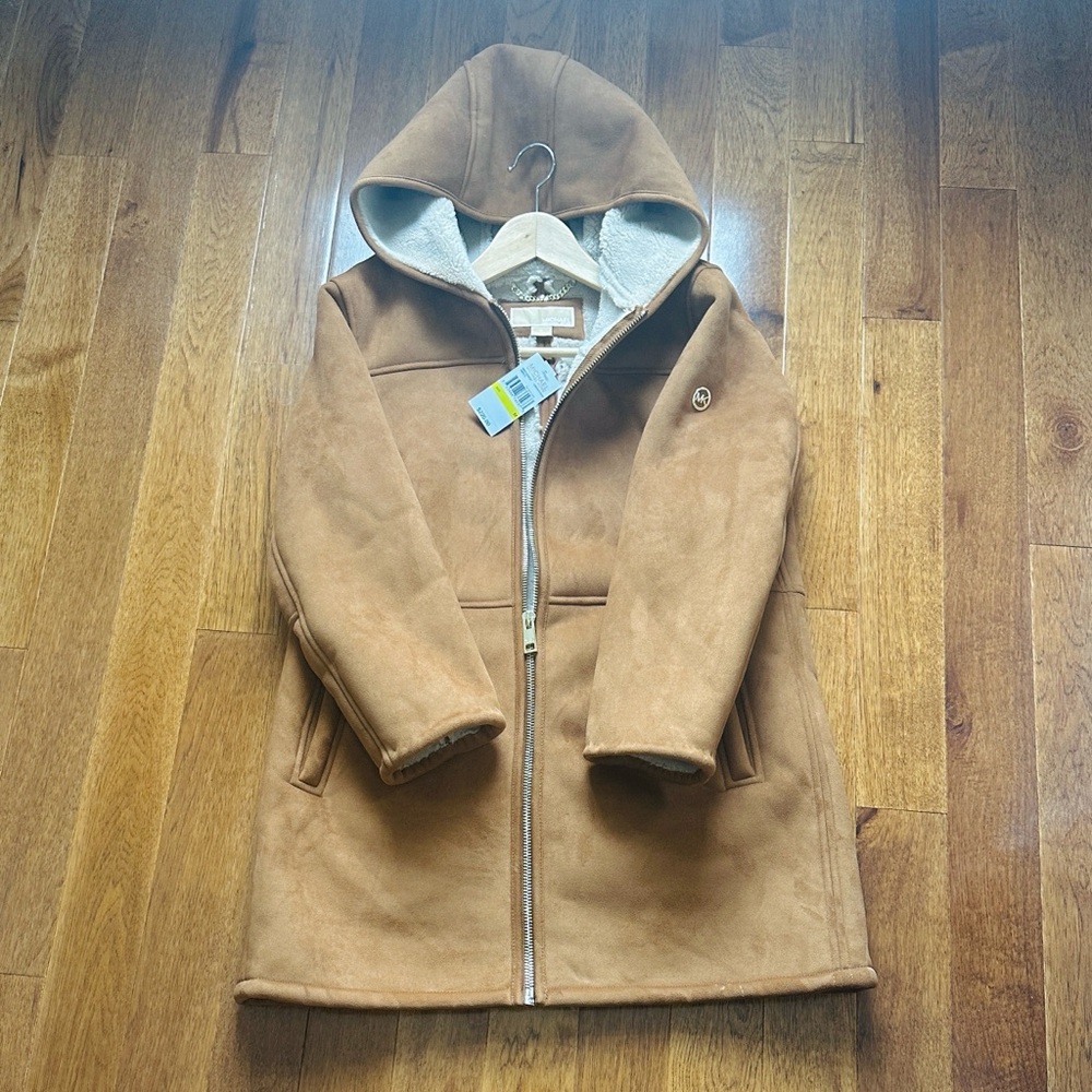 Michael Kors sherpa lined Suede Hooded Coat